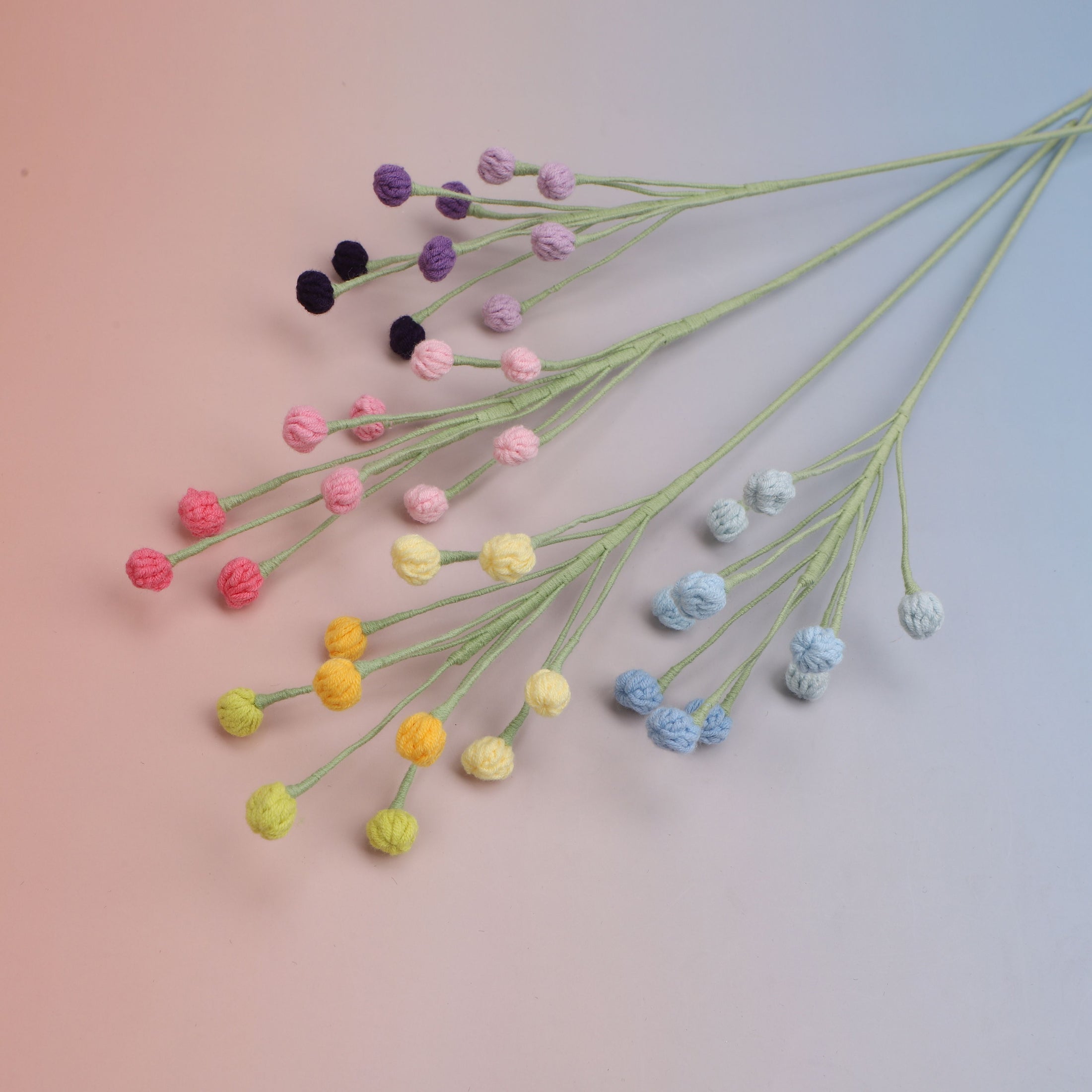 Handmade crochet snow berry stems