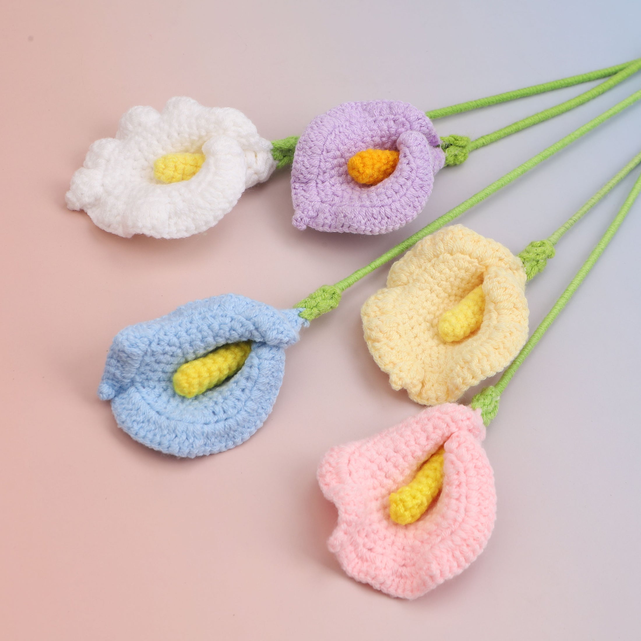 Handmade crochet arum lily flower stem