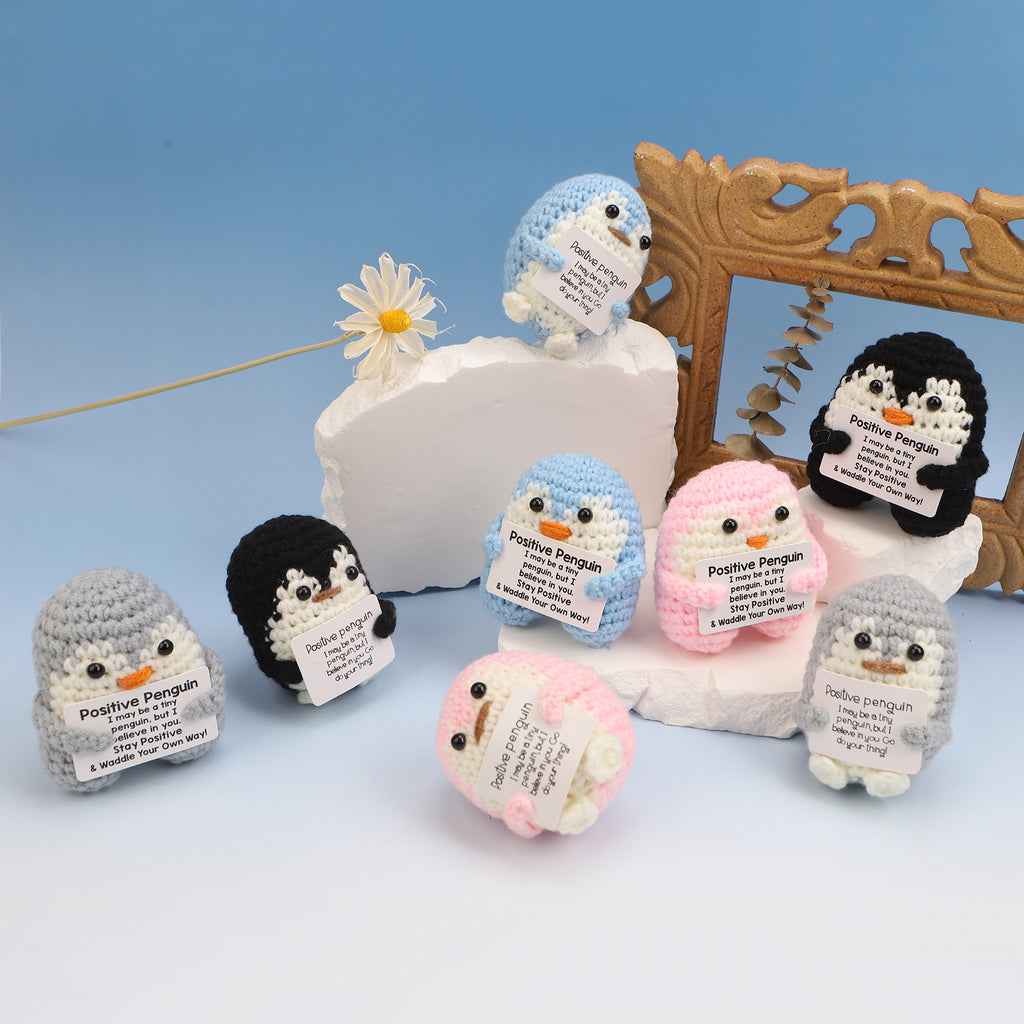 Handmade crochet penguin character