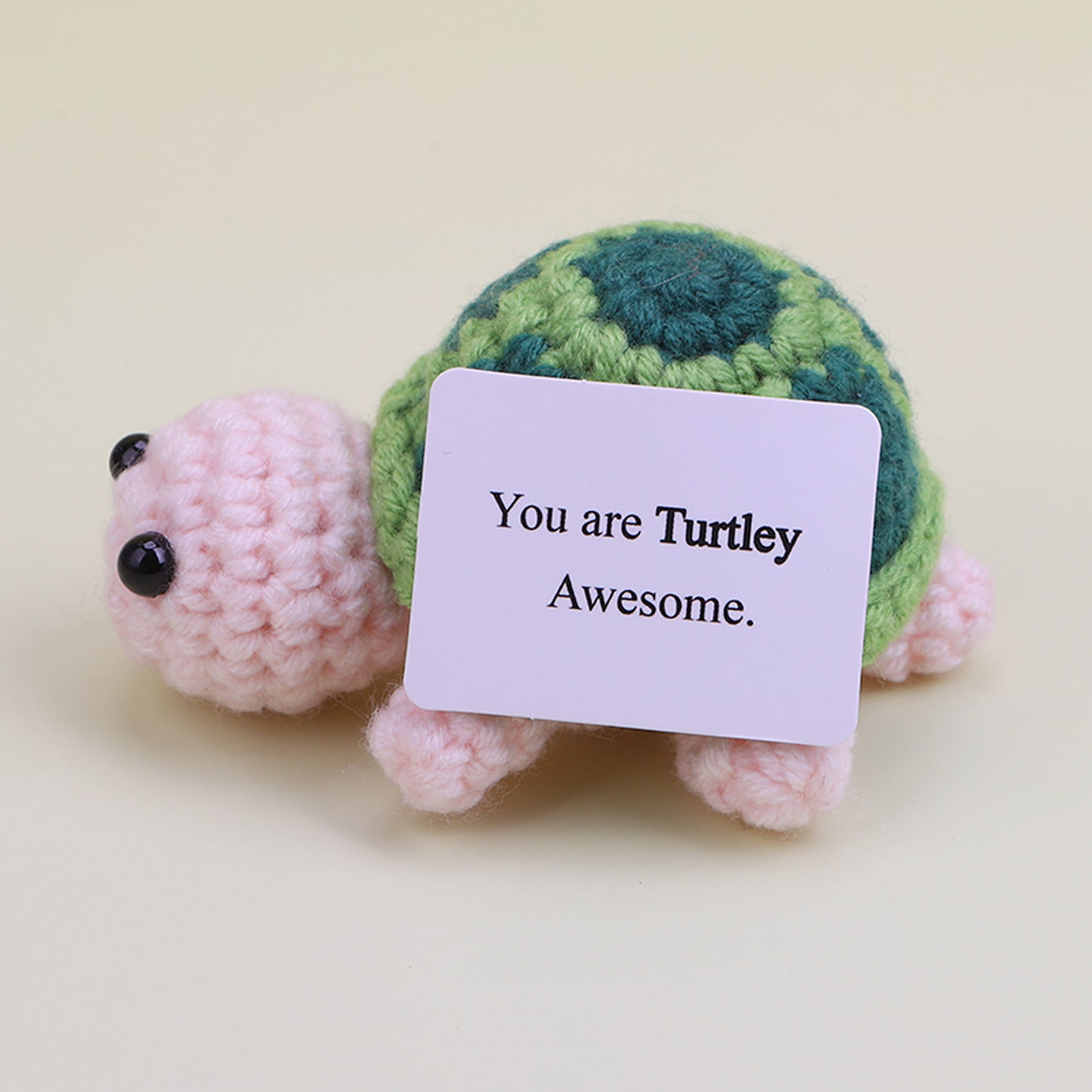 Handmade crochet tortoise with green shell