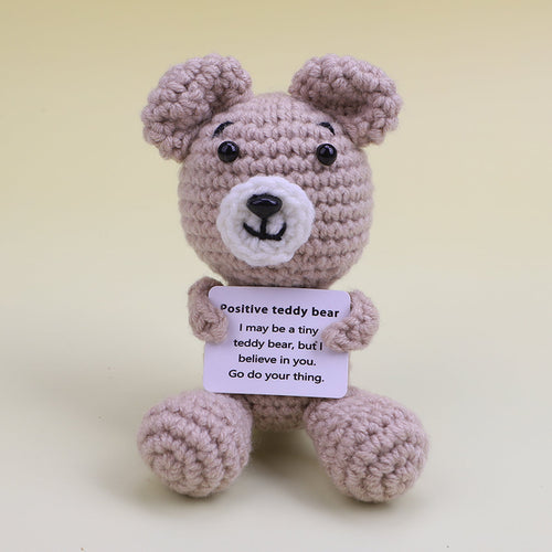 Handmade crochet beige bear plush character