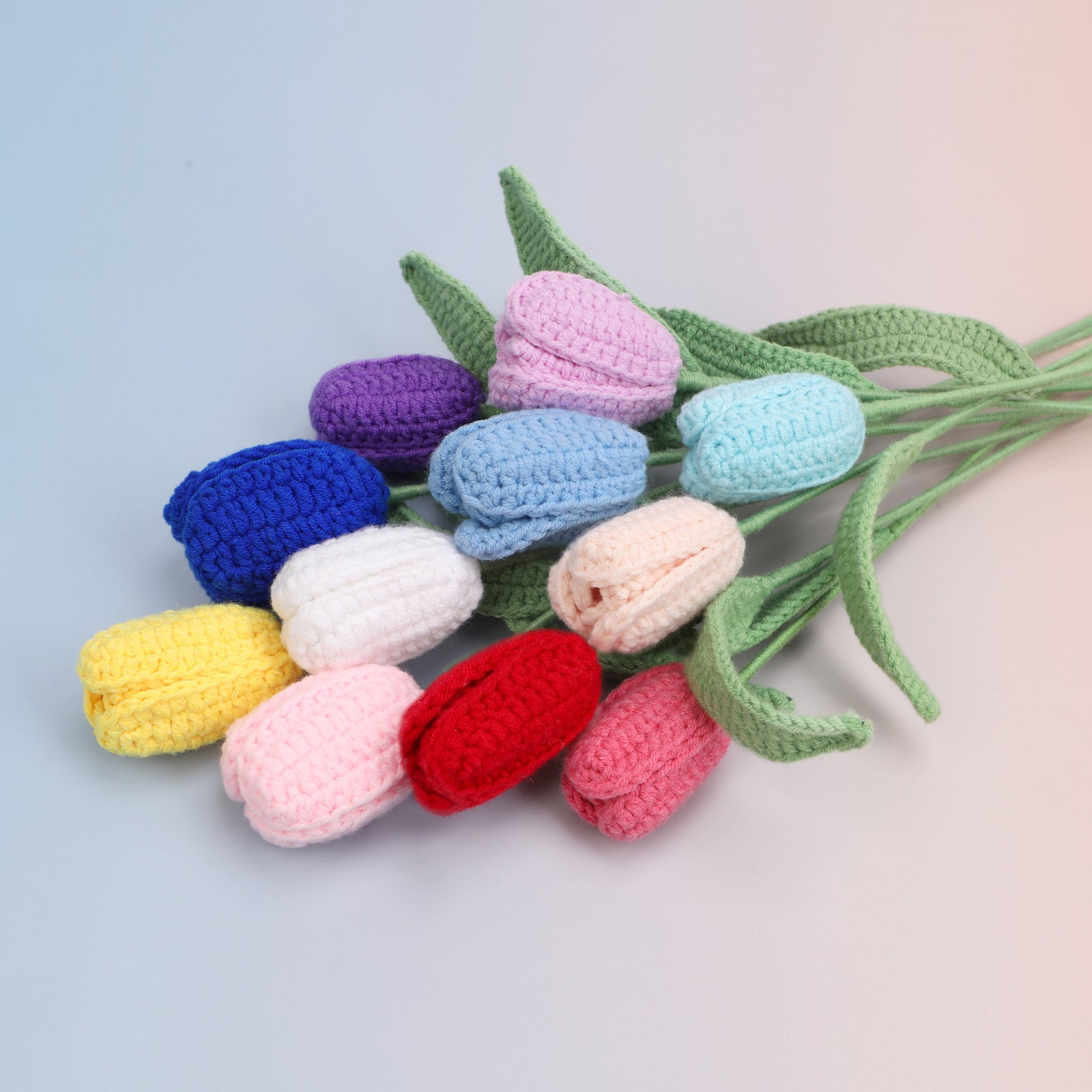 Handmade crochet tulip bud stem