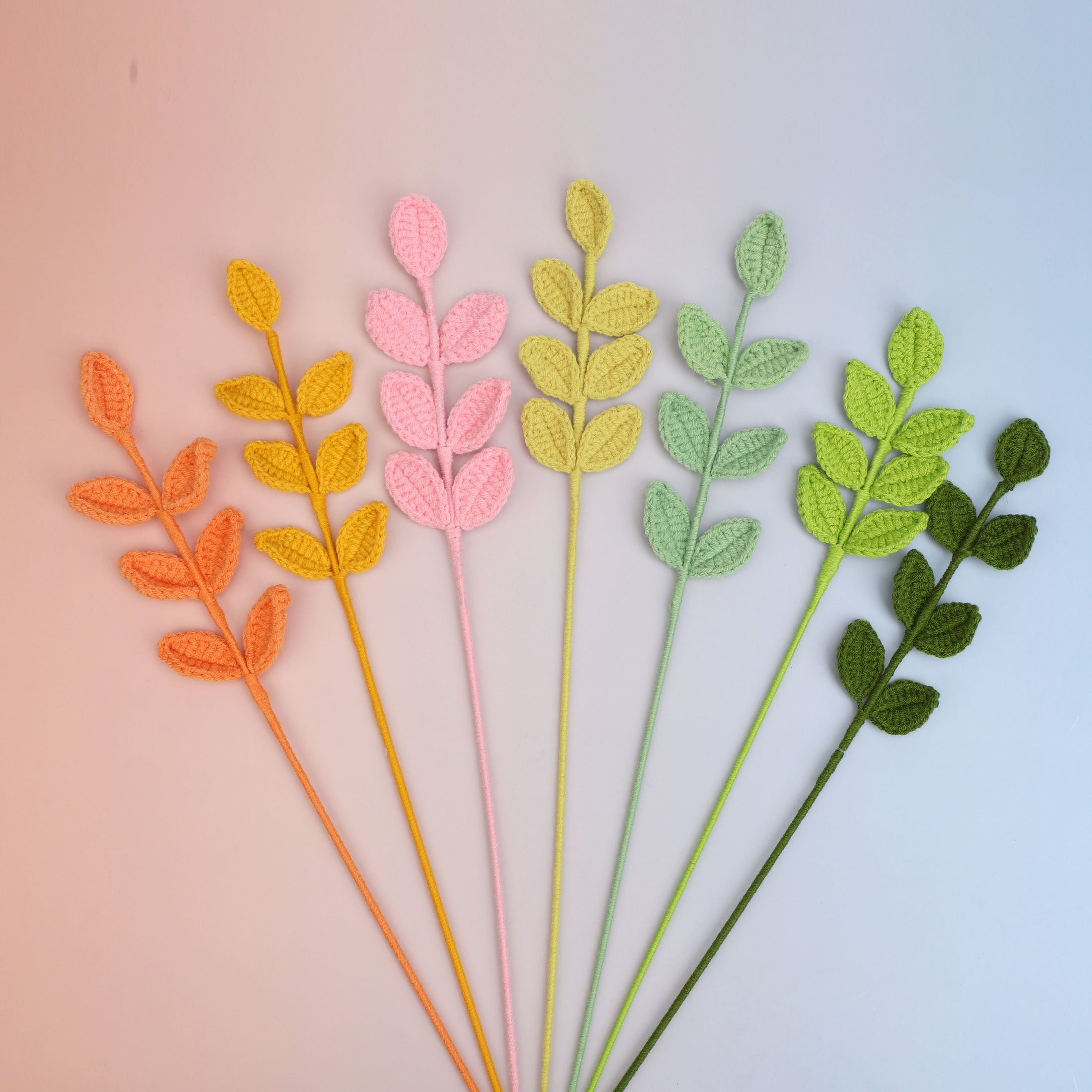 Handmade crochet green leaves for bouquets