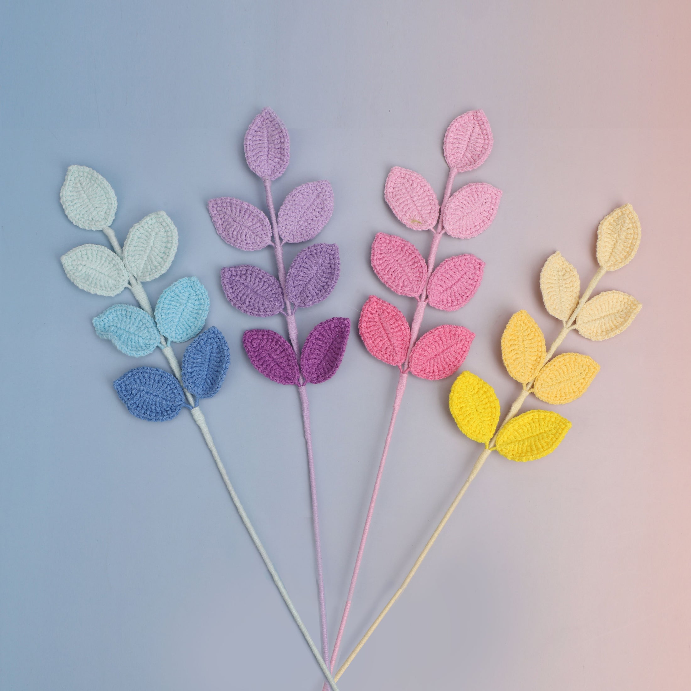 Handmade crochet gradient leaves for bouquets