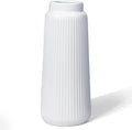 Colette carafe fluted ceramic vase in white, gloss finish