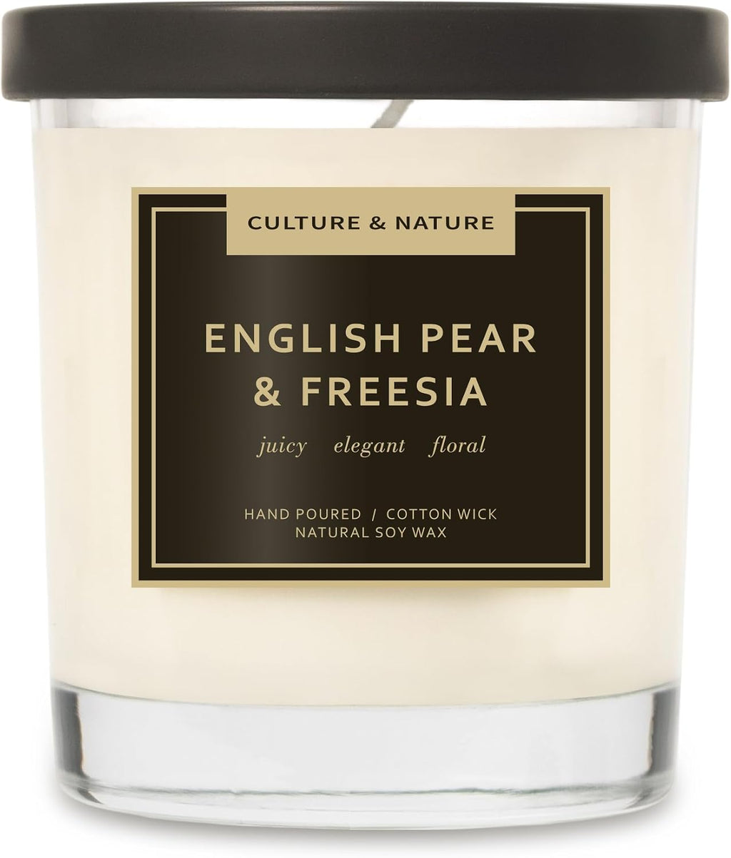 CULTURE & NATURE 7oz natural soy wax candle, English Pear & Freesia scent