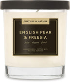 CULTURE & NATURE 7oz natural soy wax candle, English Pear & Freesia scent