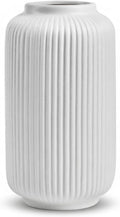 Colette urn fluted ceramic vase in white, matte finish