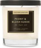 CULTURE & NATURE 7oz natural soy wax candle, Peony Blush & Suede scent