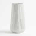 Colette taper fluted ceramic vase in white, gloss finish