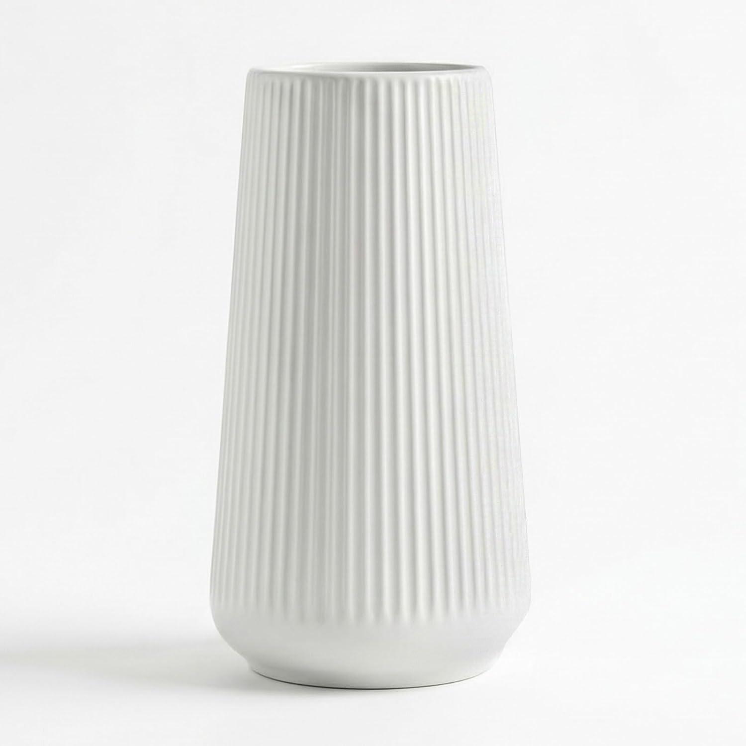 Colette taper fluted ceramic vase in white, gloss finish