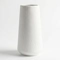 Colette fluted ceramic vase in White, Taper shape, matte finish