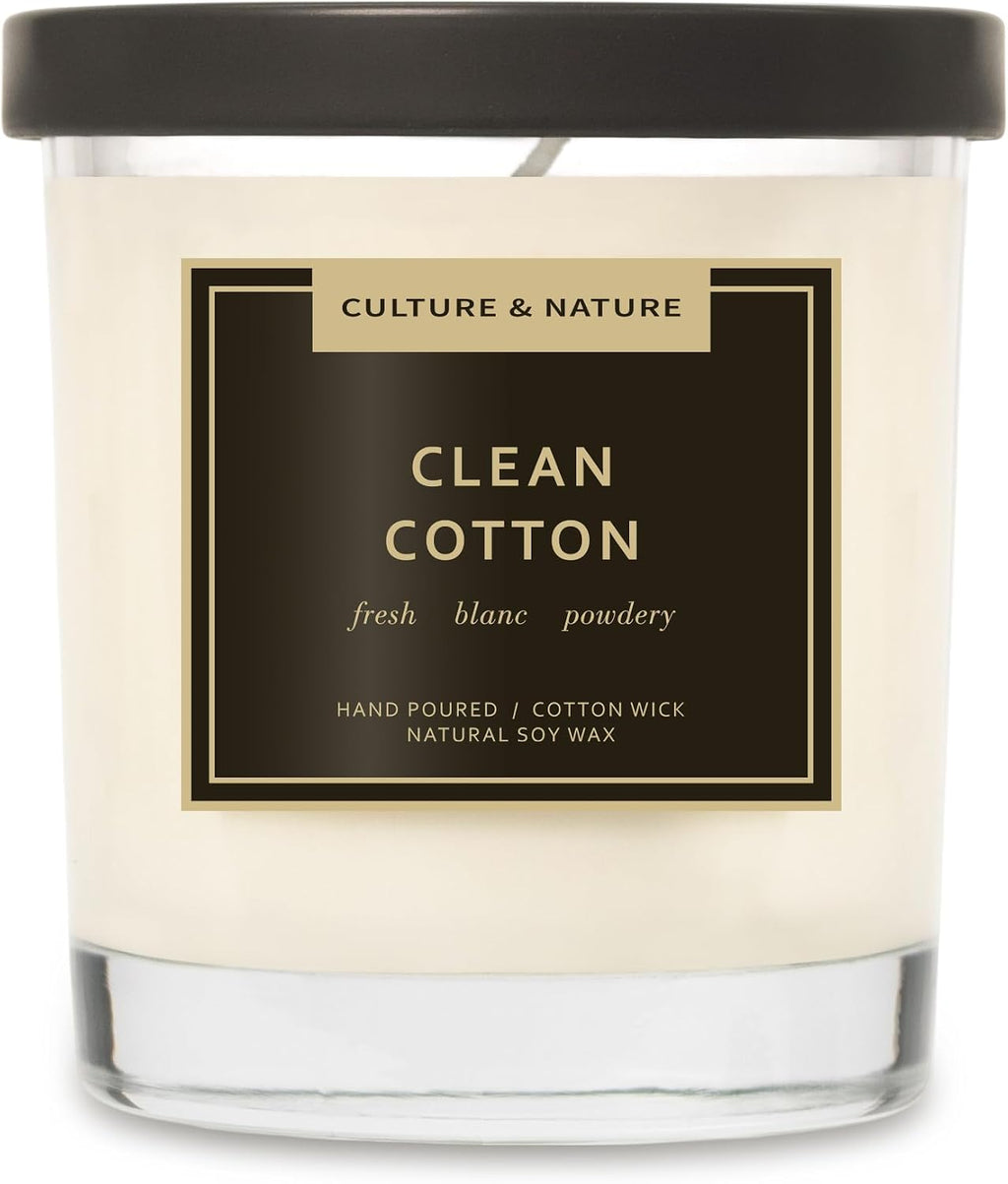 CULTURE & NATURE 7oz natural soy wax candle, Clean Cotton scent
