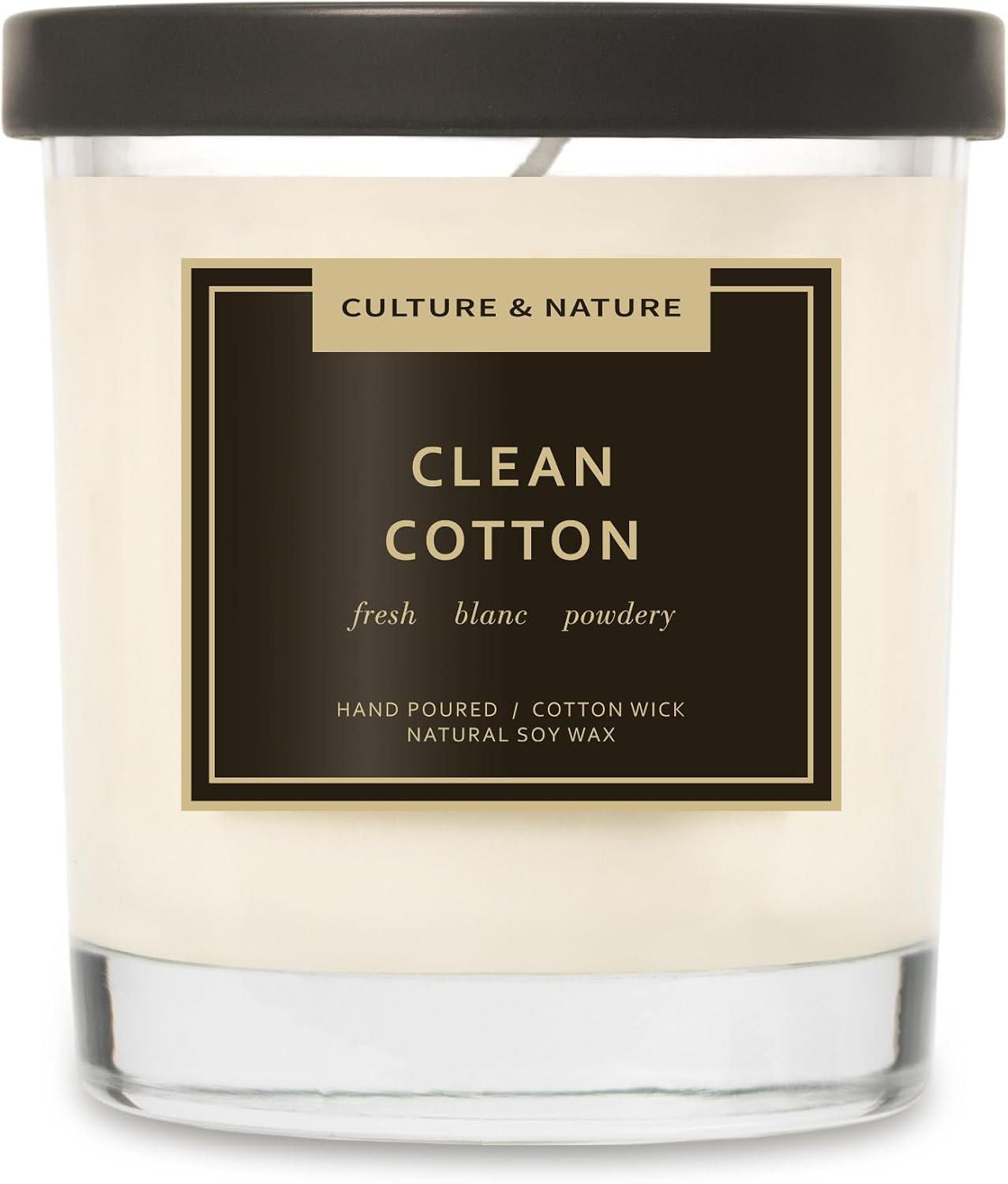 CULTURE & NATURE 7oz natural soy wax candle, Clean Cotton scent
