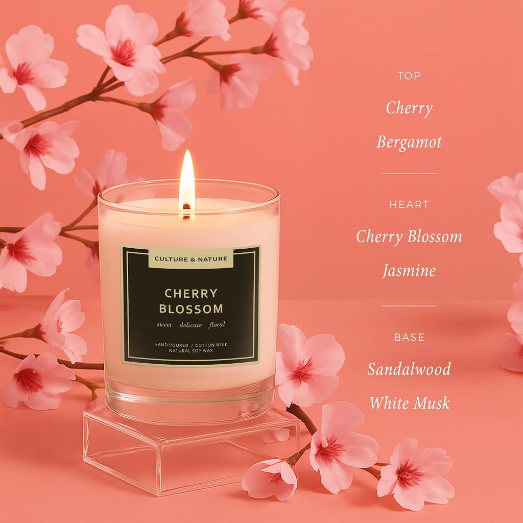 CULTURE & NATURE 7oz soy wax candle, Cherry Blossom, gallery photo 3
