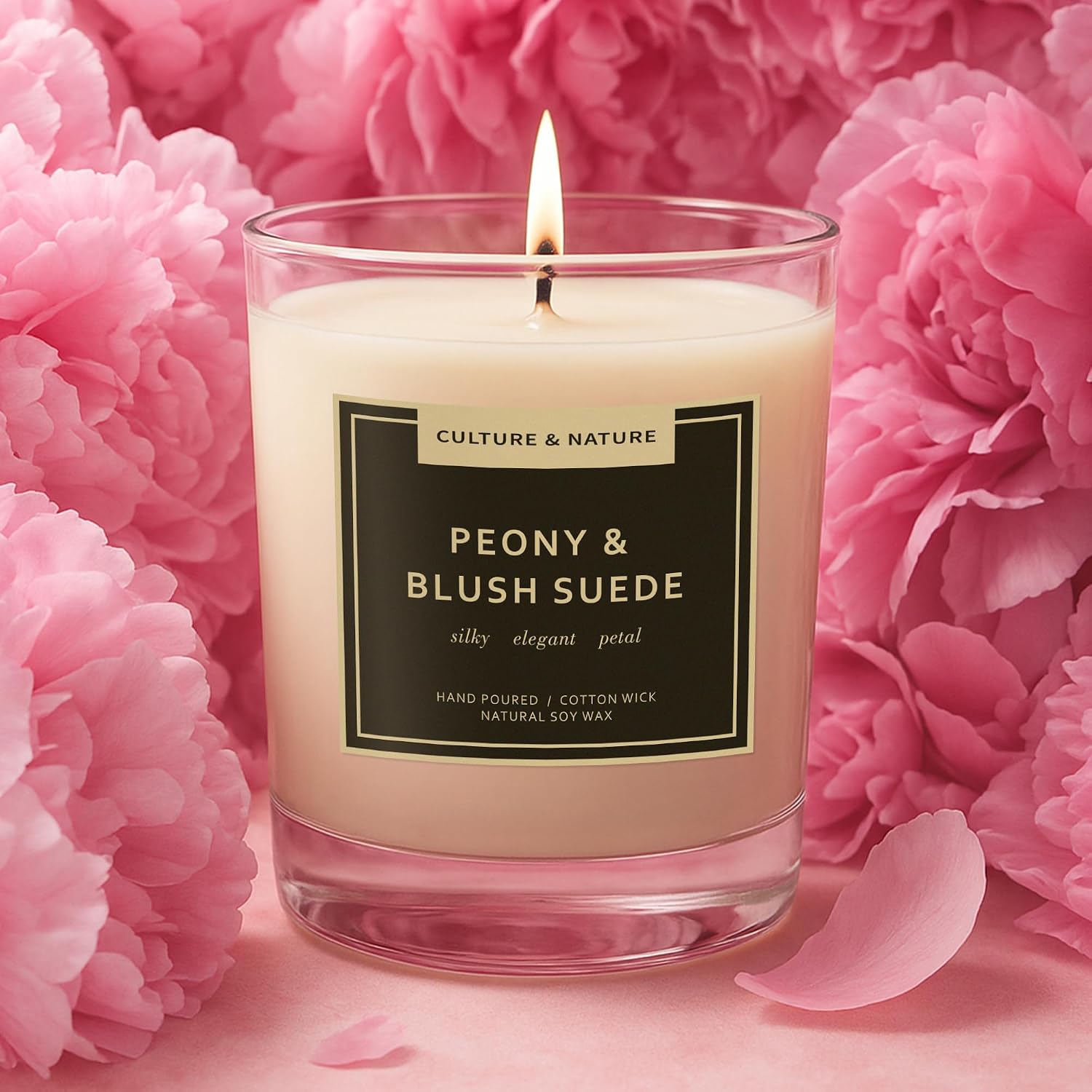 CULTURE & NATURE 7oz soy wax candle, Peony Blush & Suede, gallery photo 4