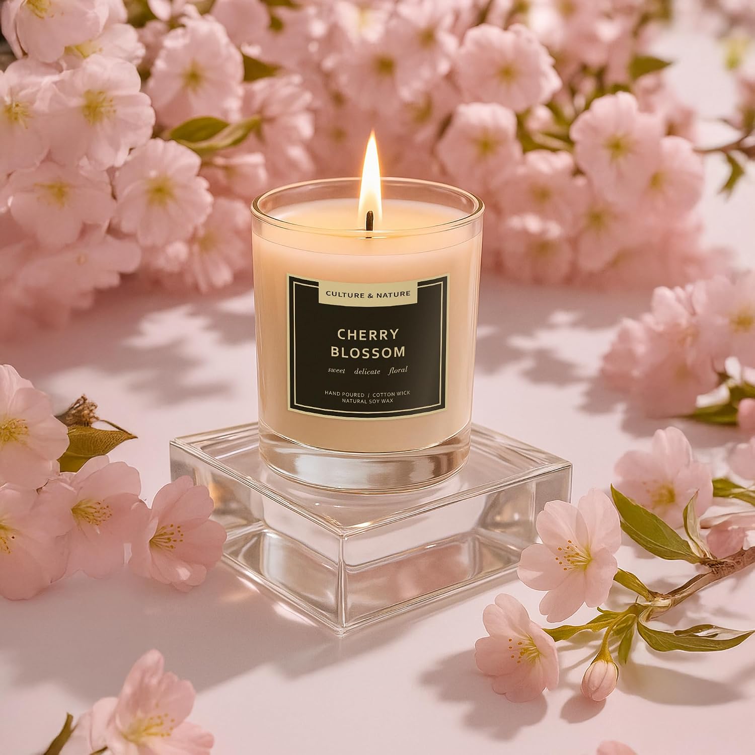 CULTURE & NATURE 7oz soy wax candle, Cherry Blossom, gallery photo 4