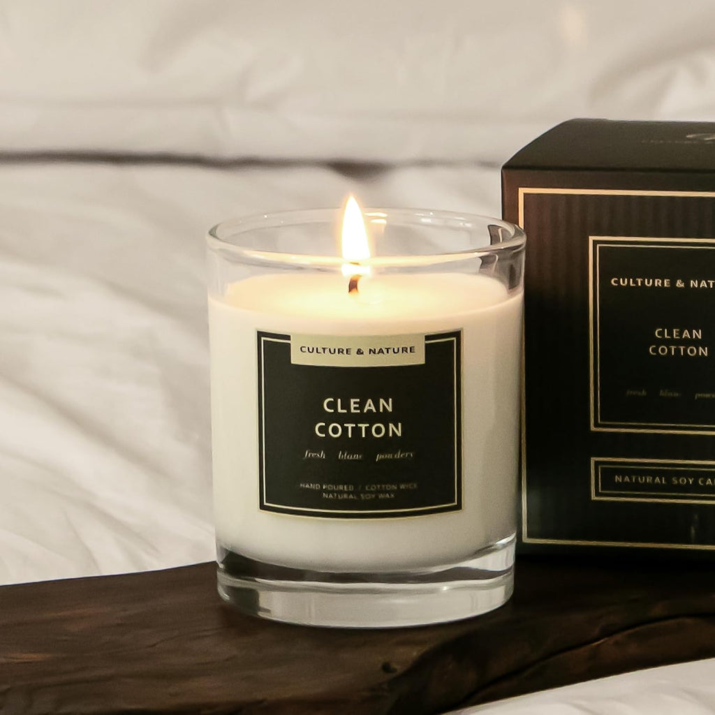 CULTURE & NATURE 7oz soy wax candle, Clean Cotton, gallery photo 5