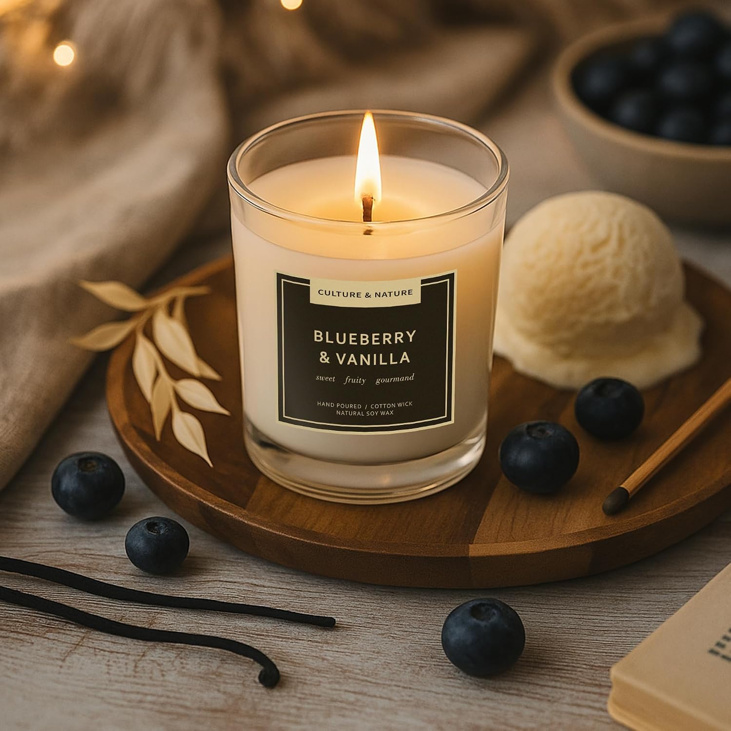 CULTURE & NATURE 7oz soy wax candle, Blueberry & Vanilla, gallery photo 4