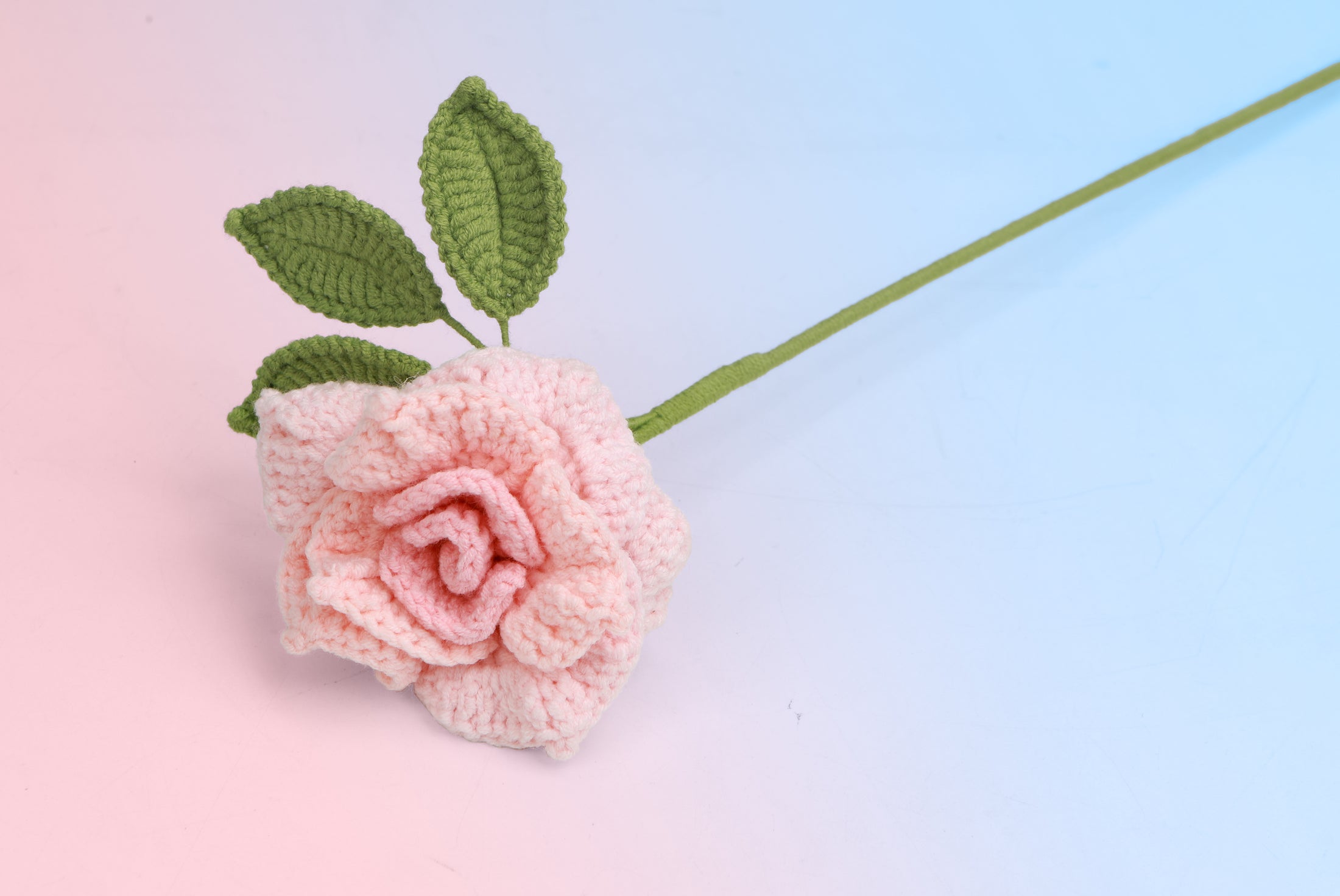 Handmade crochet garden rose in pink