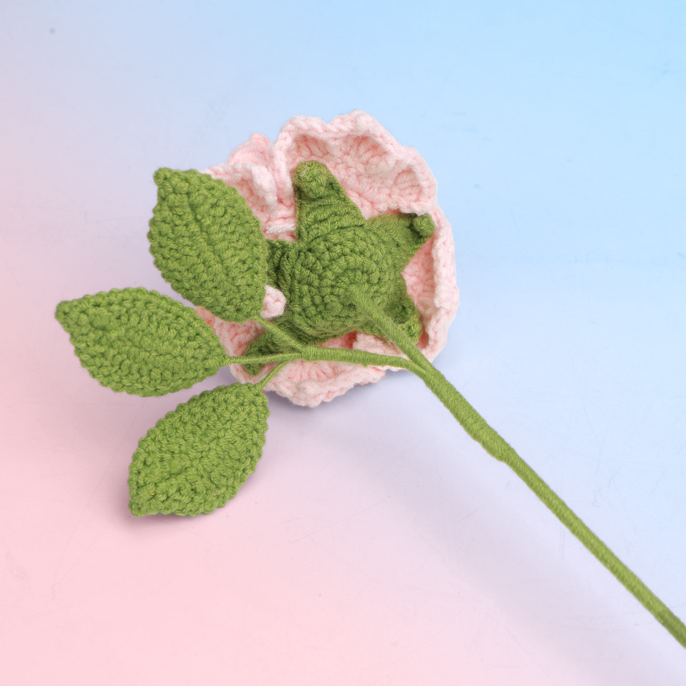 Handmade crochet garden rose in pink